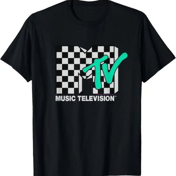 Tops - MTV Music Television Graphic Tee Black Short Sleeve Large
